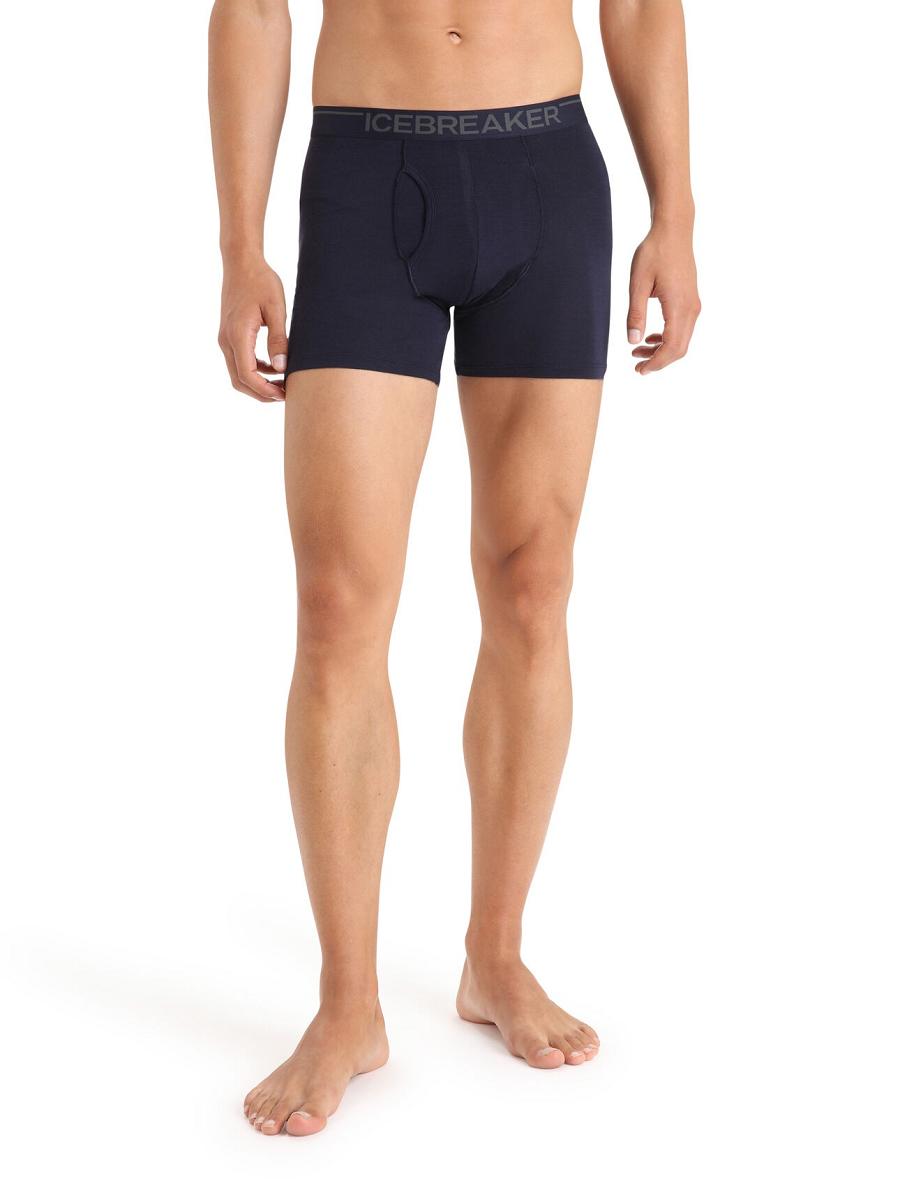 Bielizny Icebreaker Merino Anatomica Boxers With Fly Męskie Granatowe | PL 1640FDNM